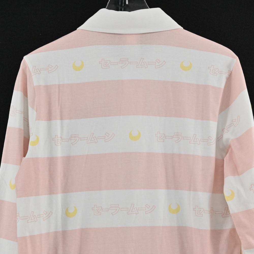 Sailor Moon Pink Stripe Polo Shirt Size M Anime BoxLunch Exclusive Long Sleeve - Picture 11 of 13